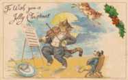 vintage christmas gif of a cat playing the fiddle