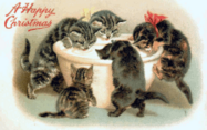 vintage christmas card gif with thirty kittens