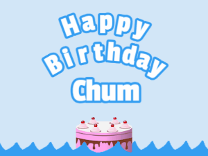 A funny little birthday gif of a cartoon shark eating your birthday cake on the waves. Customize the banner and name.