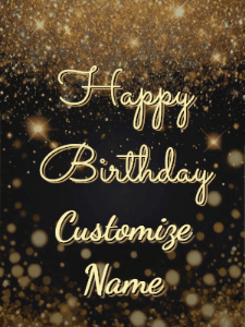 A beautiful happy birthday gif on a dark glitter background with bubbles and animation. It reads Happy Birtday. Customize it!