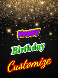 An animated glitter gif for a colorful happy birthday with falling stars and 3 lines of text to brightly color