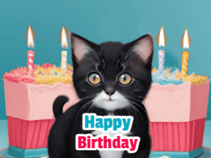 Happy Birthday GIF:Kitty Cat Birthday GIF