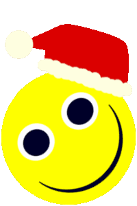 GIF: Spinning happy face with Santa hat