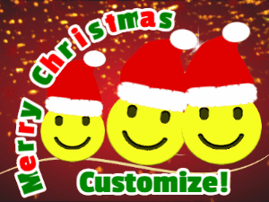 GIF: Smiley face emojis in Santa hats
