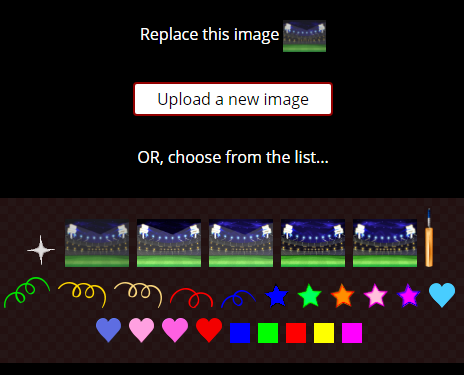 Image upload screen capture showing how to replace gif image sprites