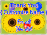 thank you gif card with balloons and sunflowers