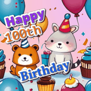Happy Birthday Age 100 GIF, 100th Birthday GIF