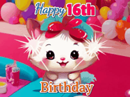 Happy Birthday Age 16 GIF, 16th Birthday GIF