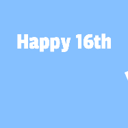 Happy Birthday Age 16 GIF, 16th Birthday GIF: A silly animated Happy Birthday GIF with a smiling emoji rolling into scene and leaving behind a birthday cake.