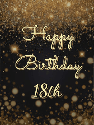 Happy Birthday Age 18 GIF, 18th Birthday GIF: A beautiful happy birthday gif on a dark glitter background with bubbles and animation. It reads Happy Birtday. Customize it!