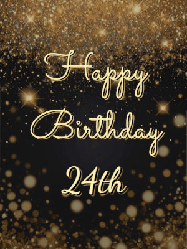 Happy Birthday Age 24 GIF, 24th Birthday GIF: A beautiful happy birthday gif on a dark glitter background with bubbles and animation. It reads Happy Birtday. Customize it!