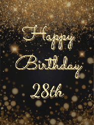 Happy Birthday Age 28 GIF, 28th Birthday GIF: A beautiful happy birthday gif on a dark glitter background with bubbles and animation. It reads Happy Birtday. Customize it!
