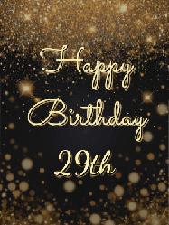 Happy Birthday Age 29 GIF, 29th Birthday GIF: A beautiful happy birthday gif on a dark glitter background with bubbles and animation. It reads Happy Birtday. Customize it!