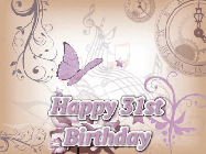 Happy Birthday Age 31 GIF, 31st Birthday GIF: Classical birthday gif background with colorful musical notes floating past and a name you can customize, reads Happy Birthday.