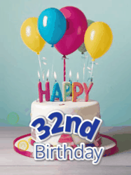 Happy Birthday Age 32 GIF, 32nd Birthday GIF