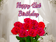 Happy Birthday Age 41 GIF, 41st Birthday GIF: Beautiful Happy Birtday GIF with a roses and pink hearts coming and going with text reading Happy Birthday Customize because you can customize it
