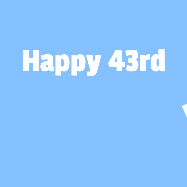Happy Birthday Age 43 GIF, 43rd Birthday GIF: A silly animated Happy Birthday GIF with a smiling emoji rolling into scene and leaving behind a birthday cake.