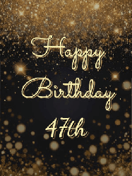 Happy Birthday Age 47 GIF, 47th Birthday GIF: A beautiful happy birthday gif on a dark glitter background with bubbles and animation. It reads Happy Birtday. Customize it!