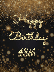 Happy Birthday Age 48 GIF, 48th Birthday GIF: A beautiful happy birthday gif on a dark glitter background with bubbles and animation. It reads Happy Birtday. Customize it!