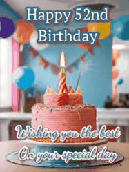 Happy Birthday Age 52 GIF, 52nd Birthday GIF