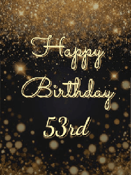 Happy Birthday Age 53 GIF, 53rd Birthday GIF: A beautiful happy birthday gif on a dark glitter background with bubbles and animation. It reads Happy Birtday. Customize it!