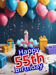 Happy Birthday Age 55 GIF, 55th Birthday GIF