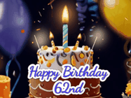 Happy Birthday Age 62 GIF, 62nd Birthday GIF