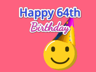 A lively animated GIF with a birthday cake and celebratory text