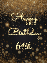 Happy Birthday Age 64 GIF, 64th Birthday GIF: A beautiful happy birthday gif on a dark glitter background with bubbles and animation. It reads Happy Birtday. Customize it!