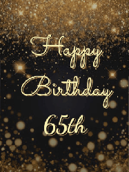 Happy Birthday Age 65 GIF, 65th Birthday GIF: A beautiful happy birthday gif on a dark glitter background with bubbles and animation. It reads Happy Birtday. Customize it!