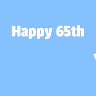 Happy Birthday Age 65 GIF, 65th Birthday GIF: A silly animated Happy Birthday GIF with a smiling emoji rolling into scene and leaving behind a birthday cake.