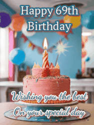 Happy Birthday Age 69 GIF, 69th Birthday GIF