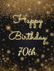 Happy Birthday Age 70 GIF, 70th Birthday GIF: A beautiful happy birthday gif on a dark glitter background with bubbles and animation. It reads Happy Birtday. Customize it!