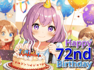 Happy Birthday Age 72 GIF, 72nd Birthday GIF