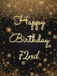 Happy Birthday Age 72 GIF, 72nd Birthday GIF: A beautiful happy birthday gif on a dark glitter background with bubbles and animation. It reads Happy Birtday. Customize it!