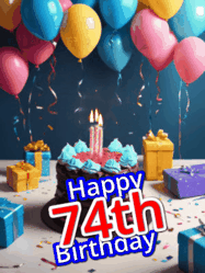 Happy Birthday Age 74 GIF, 74th Birthday GIF