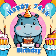 Happy Birthday Age 74 GIF, 74th Birthday GIF