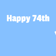 Happy Birthday Age 74 GIF, 74th Birthday GIF: A silly animated Happy Birthday GIF with a smiling emoji rolling into scene and leaving behind a birthday cake.