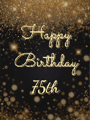 Happy Birthday Age 75 GIF, 75th Birthday GIF: A beautiful happy birthday gif on a dark glitter background with bubbles and animation. It reads Happy Birtday. Customize it!