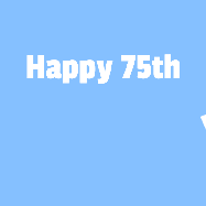 Happy Birthday Age 75 GIF, 75th Birthday GIF: A silly animated Happy Birthday GIF with a smiling emoji rolling into scene and leaving behind a birthday cake.