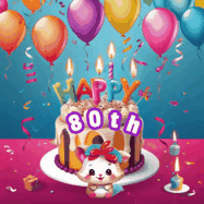 Happy Birthday Age 80 GIF, 80th Birthday GIF