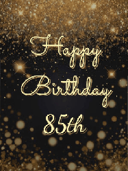 Happy Birthday Age 85 GIF, 85th Birthday GIF: A beautiful happy birthday gif on a dark glitter background with bubbles and animation. It reads Happy Birtday. Customize it!