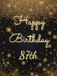 Happy Birthday Age 87 GIF, 87th Birthday GIF: A beautiful happy birthday gif on a dark glitter background with bubbles and animation. It reads Happy Birtday. Customize it!