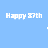 Happy Birthday Age 87 GIF, 87th Birthday GIF: A silly animated Happy Birthday GIF with a smiling emoji rolling into scene and leaving behind a birthday cake.