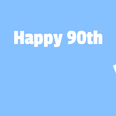A lively GIF with a bouncing '90' surrounded by playful stars and whimsical animations.