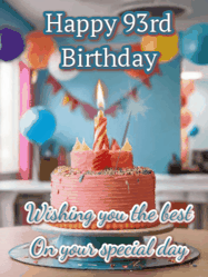 Happy Birthday Age 93 GIF, 93rd Birthday GIF