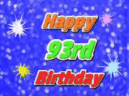 Happy Birthday Age 93 GIF, 93rd Birthday GIF: A glitter birthday gif with a blue glitter background and animated text reading Happy Birthday Name