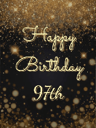 Happy Birthday Age 97 GIF, 97th Birthday GIF: A beautiful happy birthday gif on a dark glitter background with bubbles and animation. It reads Happy Birtday. Customize it!
