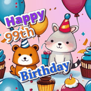 Happy Birthday Age 99 GIF, 99th Birthday GIF