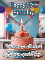 Happy Birthday Age 99 GIF, 99th Birthday GIF